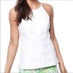 LILLY PULIITZER Annabelle Resort White Embroidered Top Tank